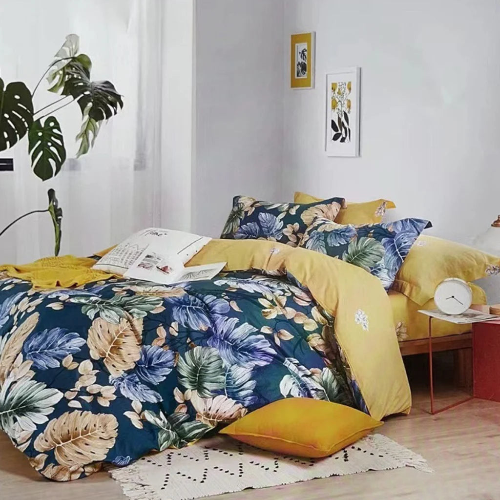Quilt Cover Set King Botanical House 100% Cotton Reversible