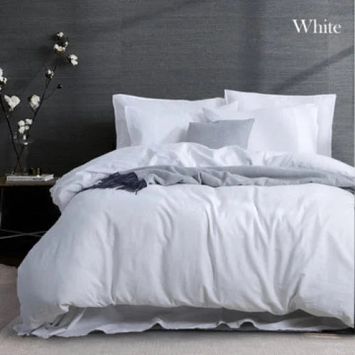 White cotton quilt cover with bedding cover laid flat for bedroom use