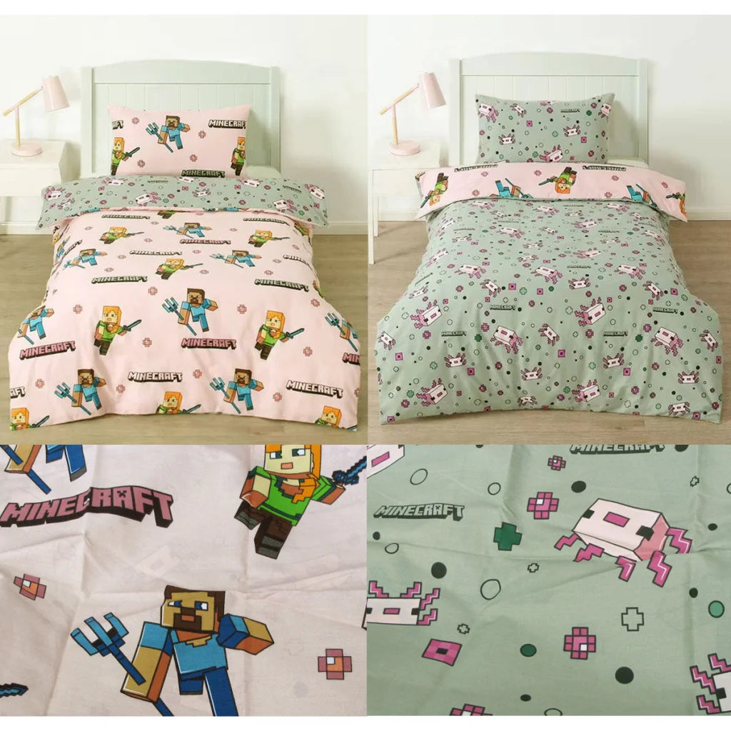 Quilt Cover Set MOJANG Minecraft Reversible Cotton - Single