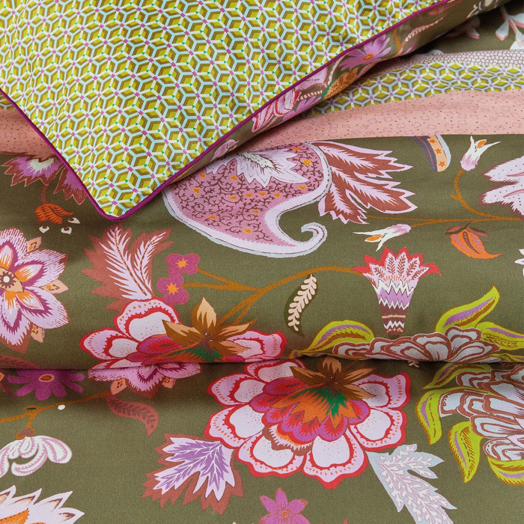 Quilt Cover Set OiAmelie Sits Mix Green Cotton Sateen