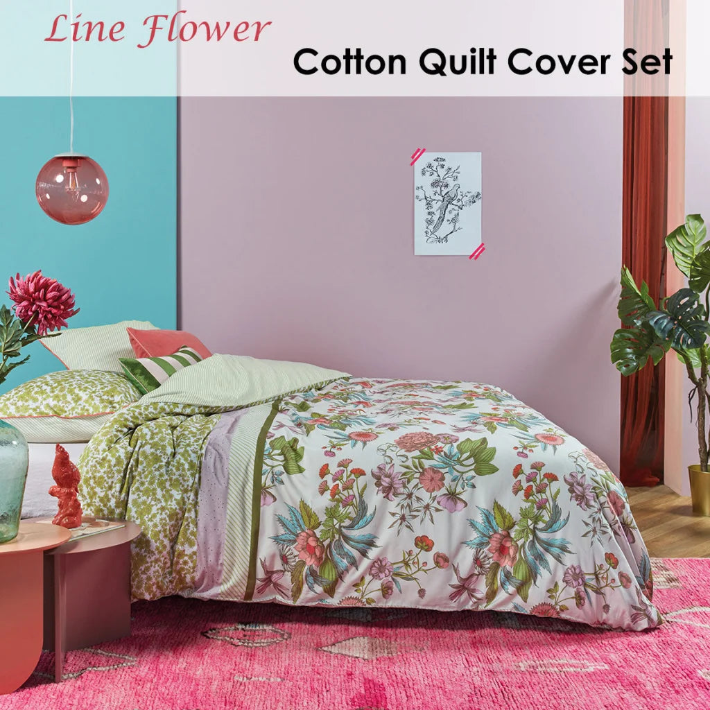 Quilt Cover Set OiLine Flower Cotton Sateen - King - Home &