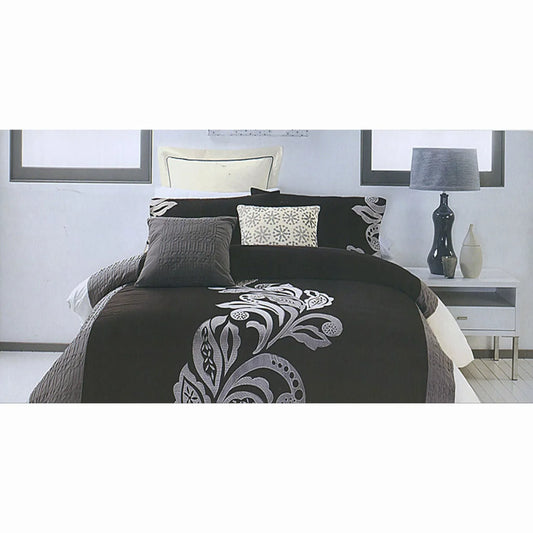 Quilt Cover Set Pierre Black Grey QUEEN - Home & Garden