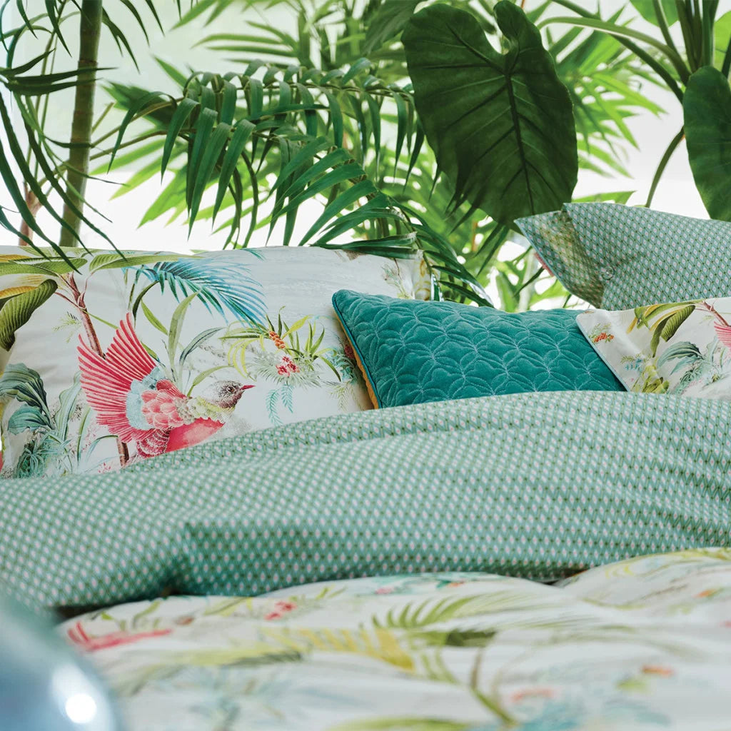 Quilt Cover Set PIP Studio Palm Scenes White Cotton - King