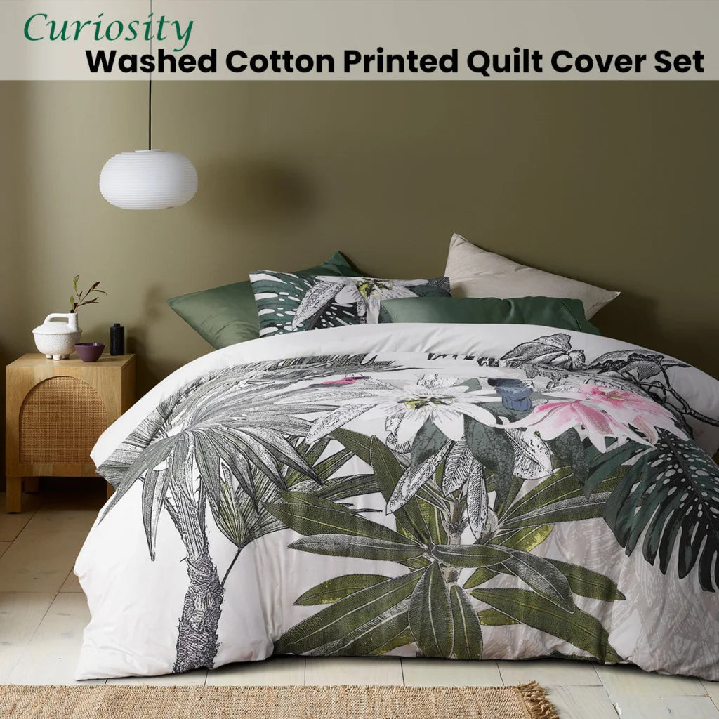 Quilt Cover Set Queen Accessorize Curiosity Washed Cotton