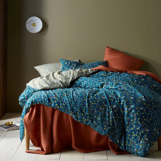 Quilt Cover Set Queen Accessorize Lisa Teal Washed Cotton