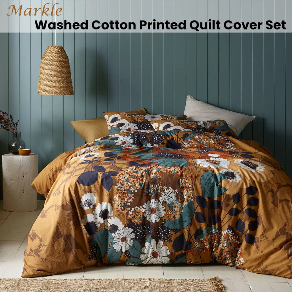 Quilt Cover Set Queen Accessorize Markle Washed Cotton