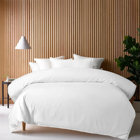Quilt Cover Set Queen Accessorize White 400TC Bamboo Cotton