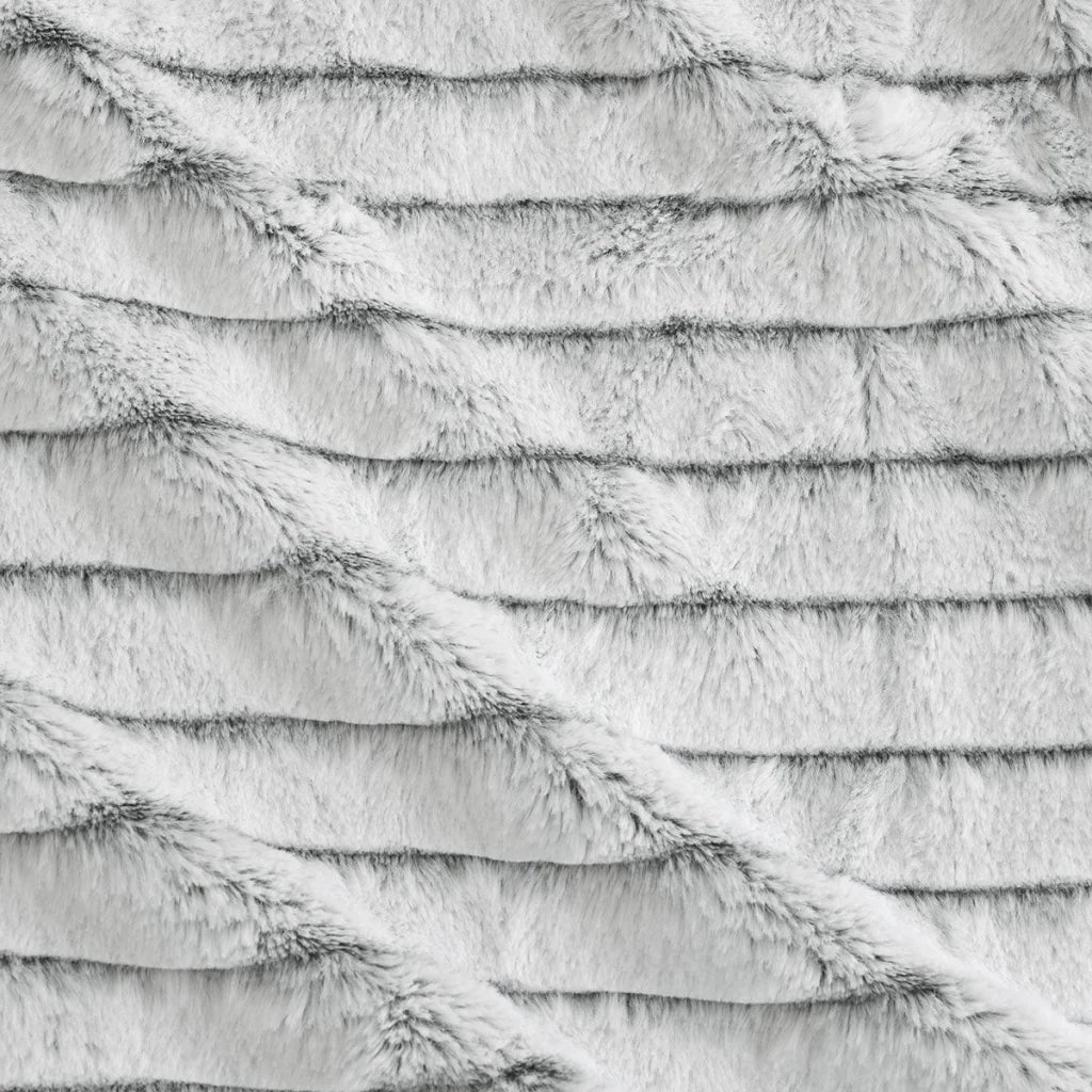 Quilt Cover Set Queen - Ardor Striped Faux Fur Grey Super