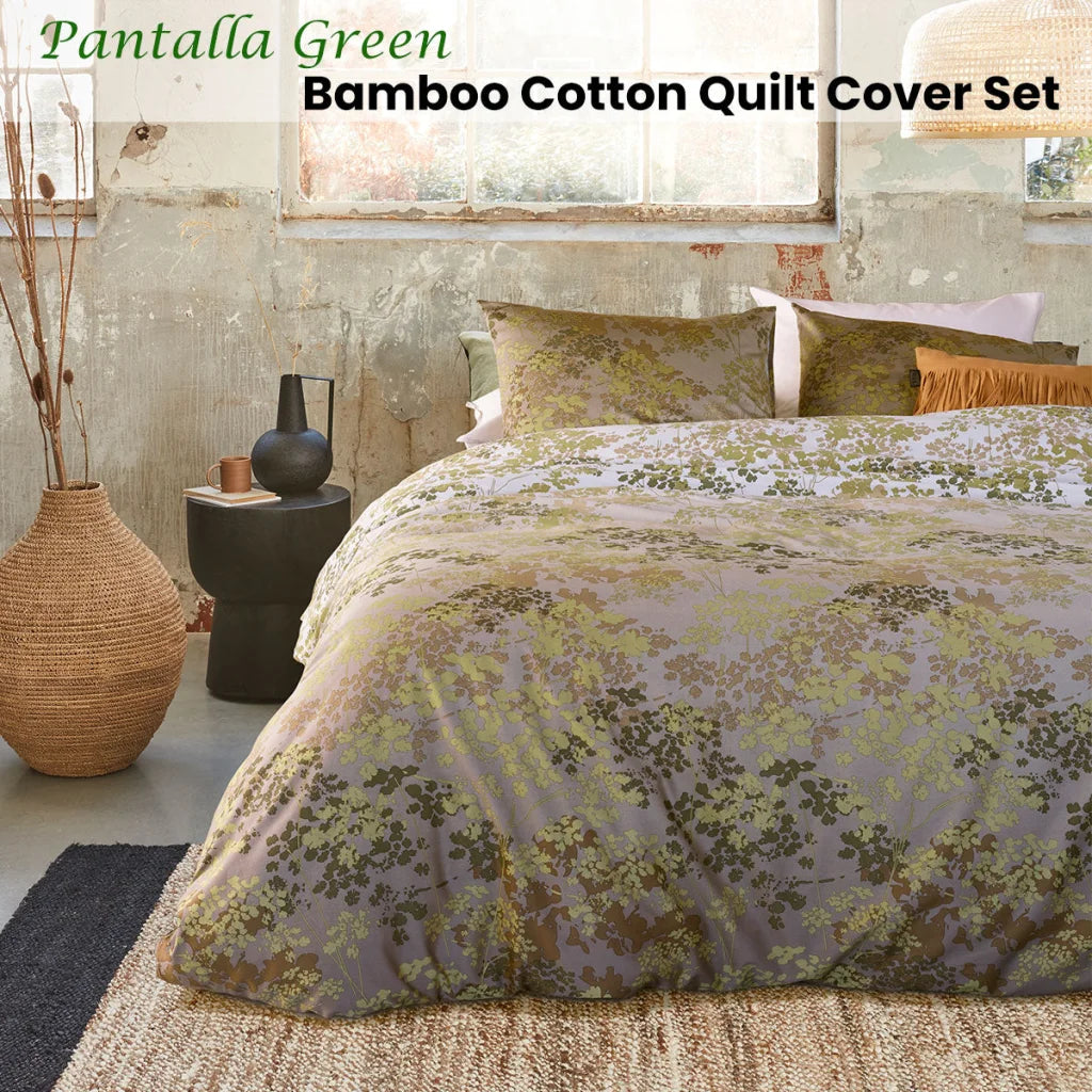 Quilt Cover Set Queen Bedding House Pantalla Green Bamboo