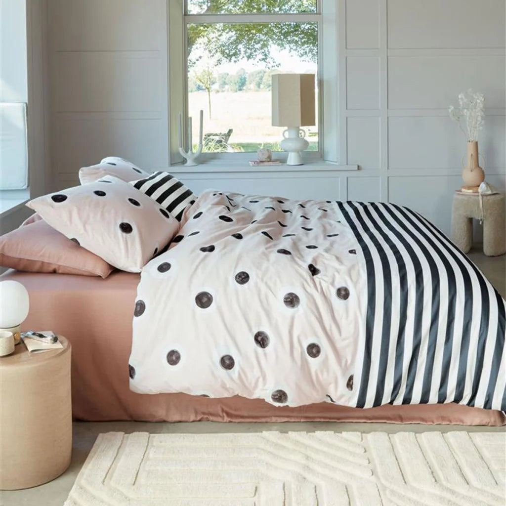 Quilt Cover Set Queen VTWonen Stripe and Eye Natural Cotton