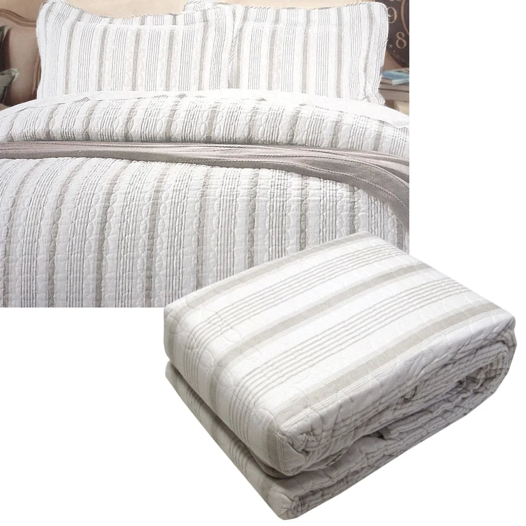 Quilt Cover Set Regatta Stone Quilted Queen - Brighton Road