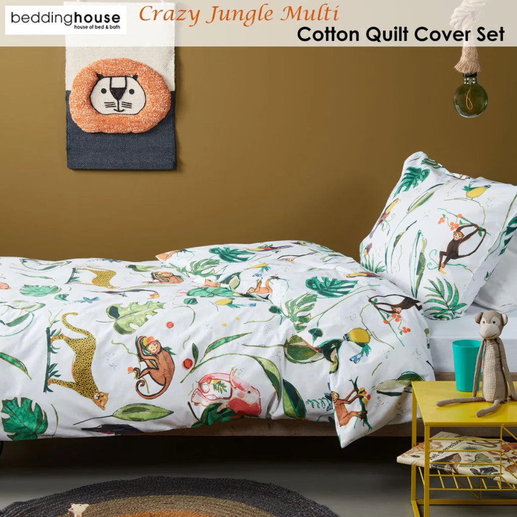 Quilt Cover Set Single Bedding House Crazy Jungle Multi