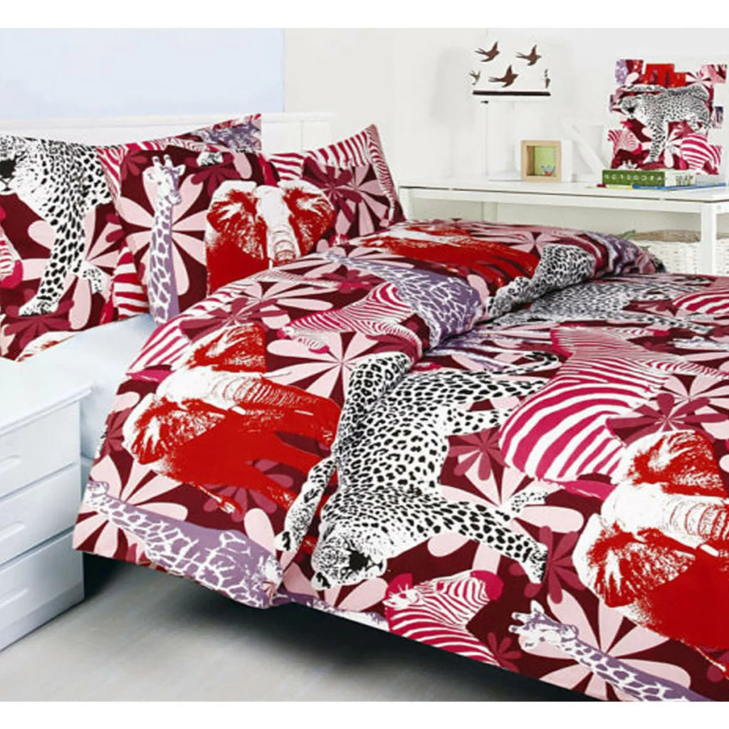 Quilt Cover Set Single Bright Young Things Jungle Red