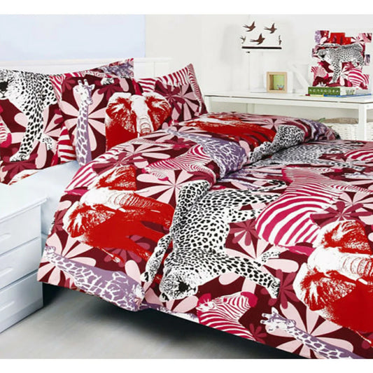 Quilt Cover Set Single Bright Young Things Jungle Red