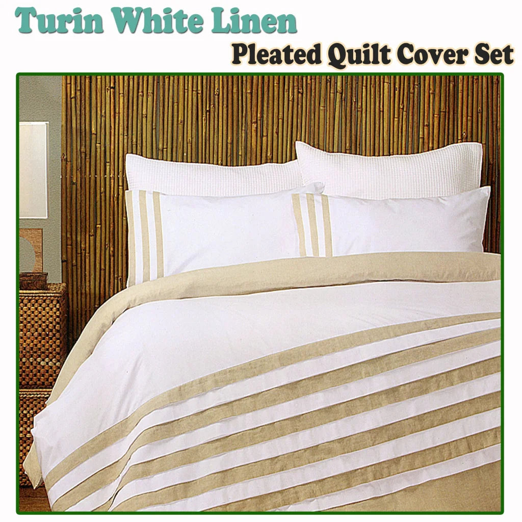 Quilt Cover Set Turin White QUEEN - Home & Garden