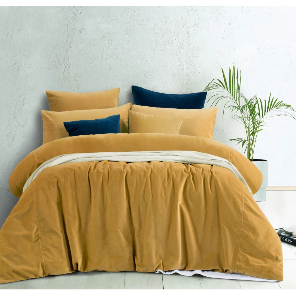 Quilt Cover Set Vintage Design Homewares Cotton Velvet Gold