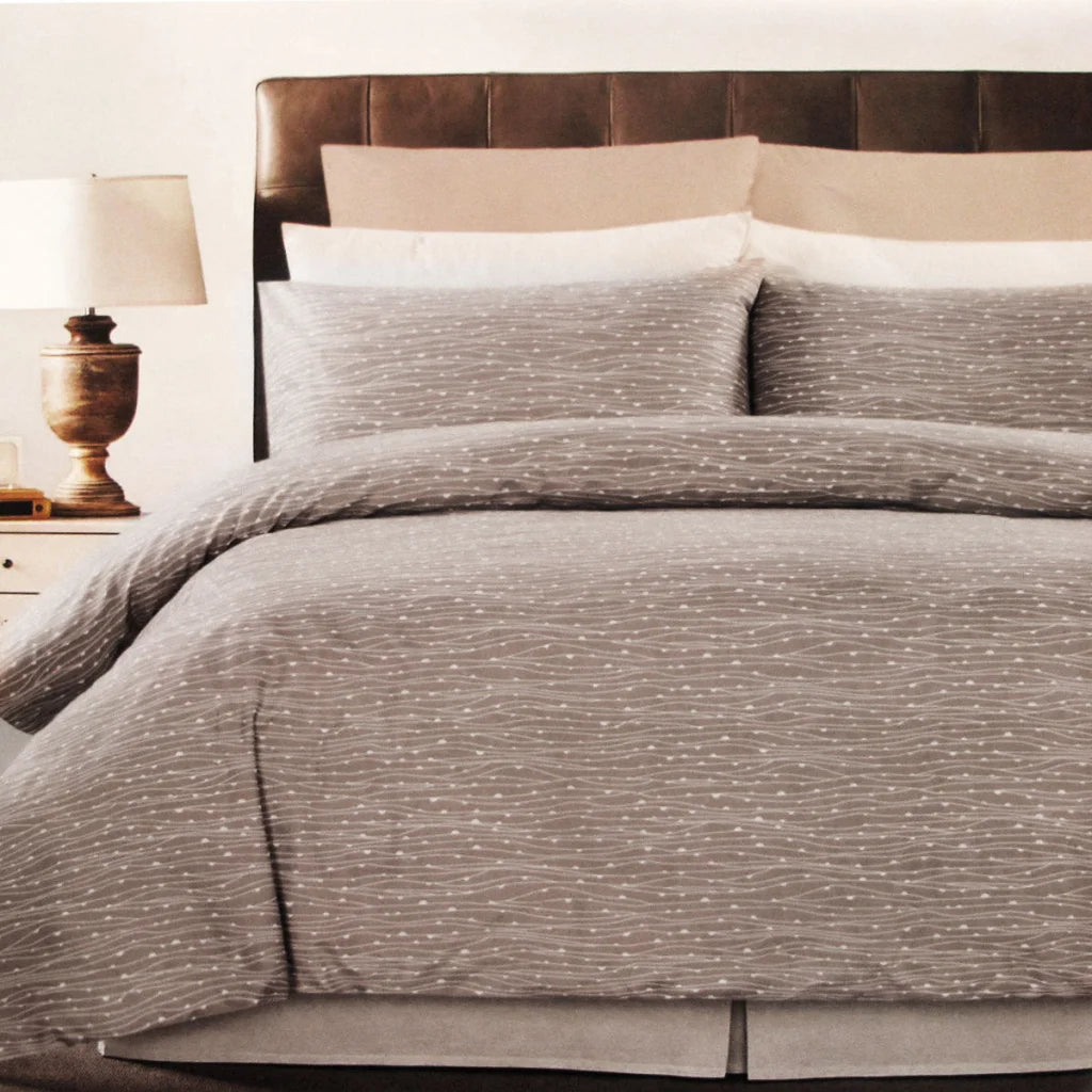 Quilt Cover Set Weaves Coffee Easy Care King