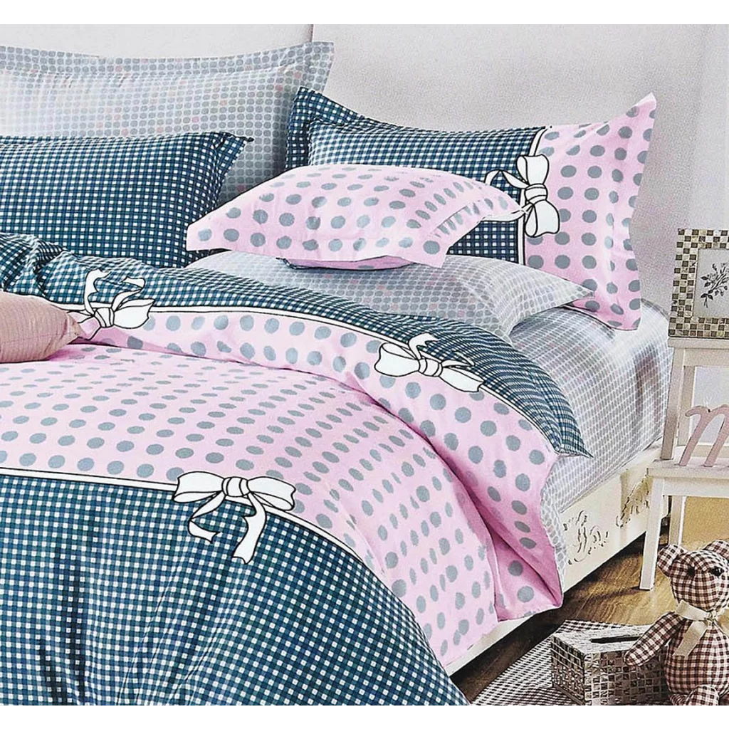 Quilt/Duvet Cover Set Pink Dots Super King Size Bed - Home