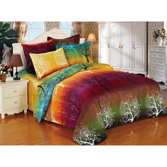 Quilt/Duvet Cover Set Rainbow Tree Super King Size Bed
