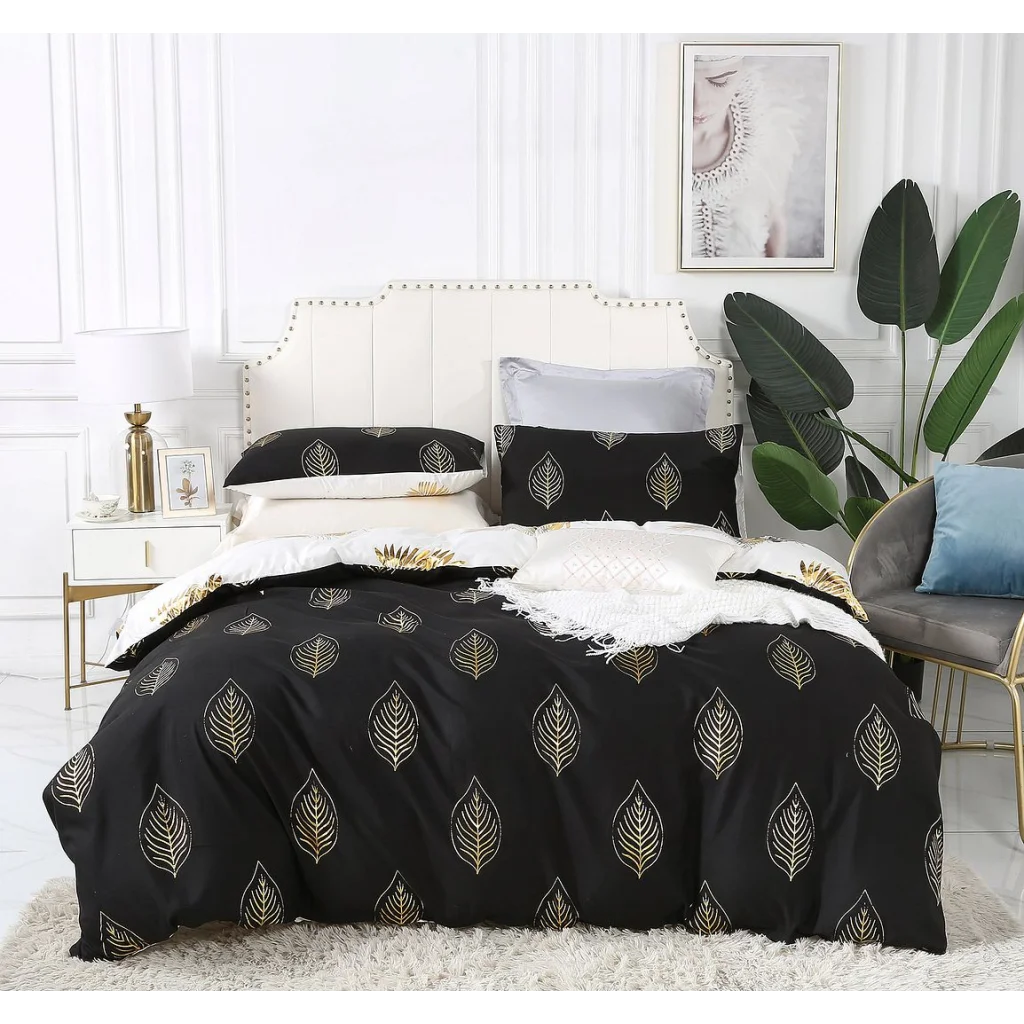 Quilt/Duvet Cover Set Reversible Design King Size Black