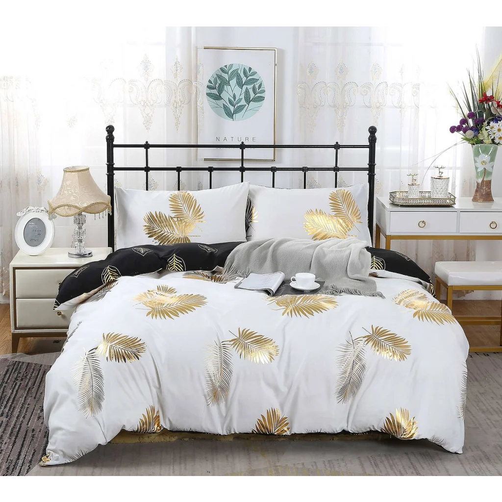 Quilt/Duvet Cover Set Reversible Design King Size Black