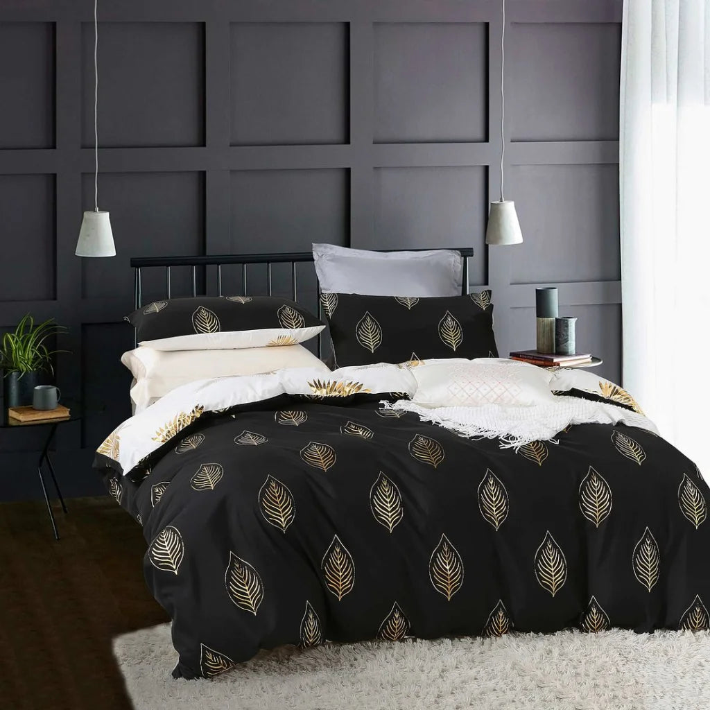 Quilt/Duvet Cover Set Reversible Design Queen Size Black