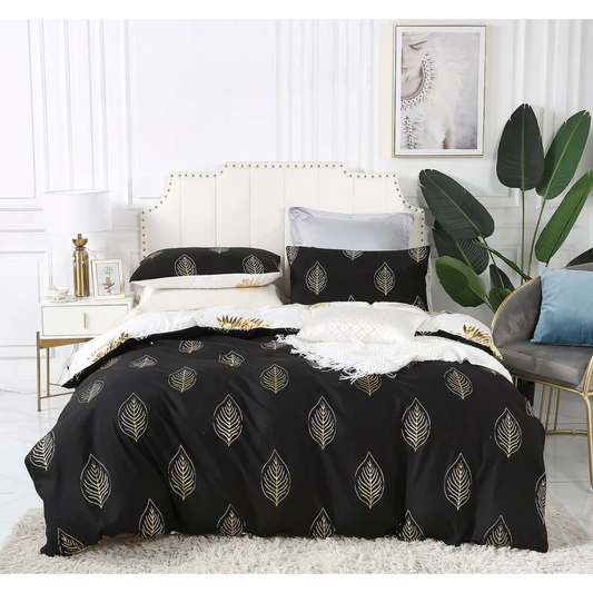 Quilt/Duvet Cover Set Reversible Design Queen Size Black