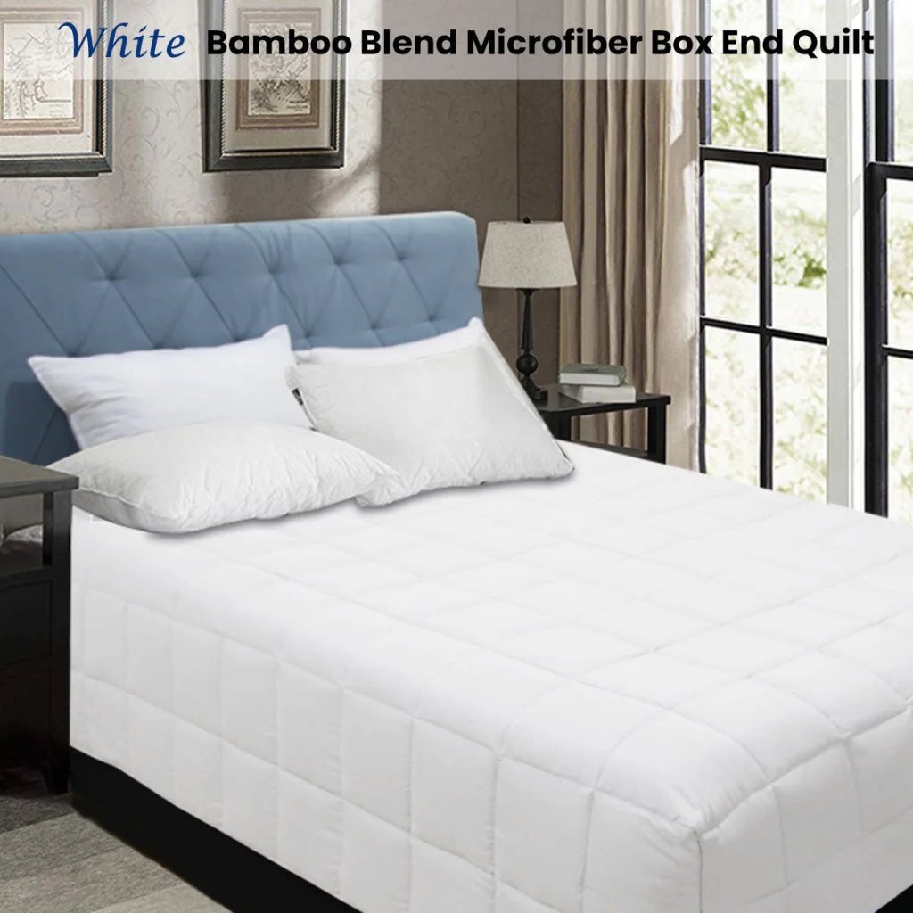 Quilt Shangri La Bamboo Blend Microfiber Box End - White
