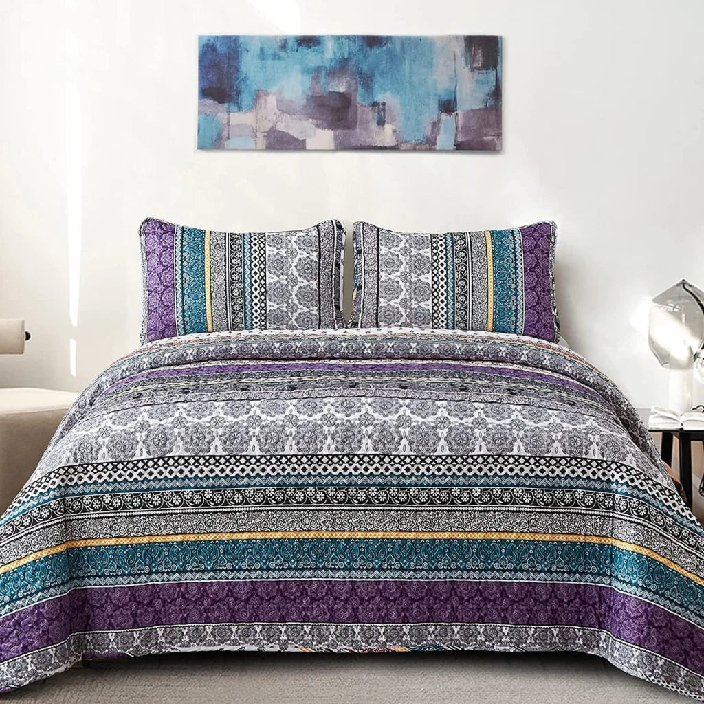 Quilted Bedspread & Pillowcases Set - Aesthetic Unify