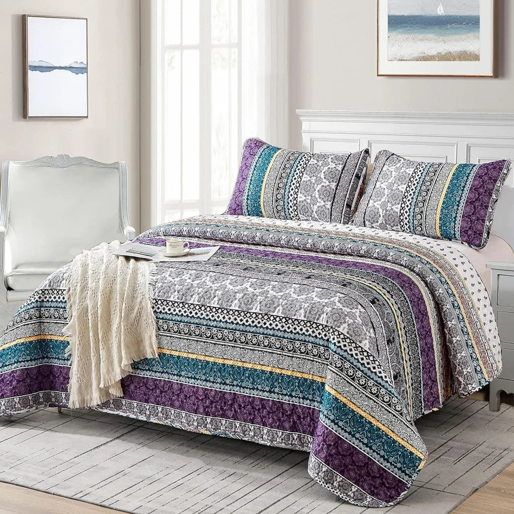Quilted Bedspread & Pillowcases Set - Aesthetic Unify