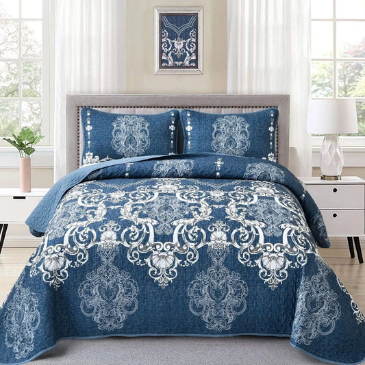 Quilted Bedspread & Pillowcases Set - Alluring Luxurious