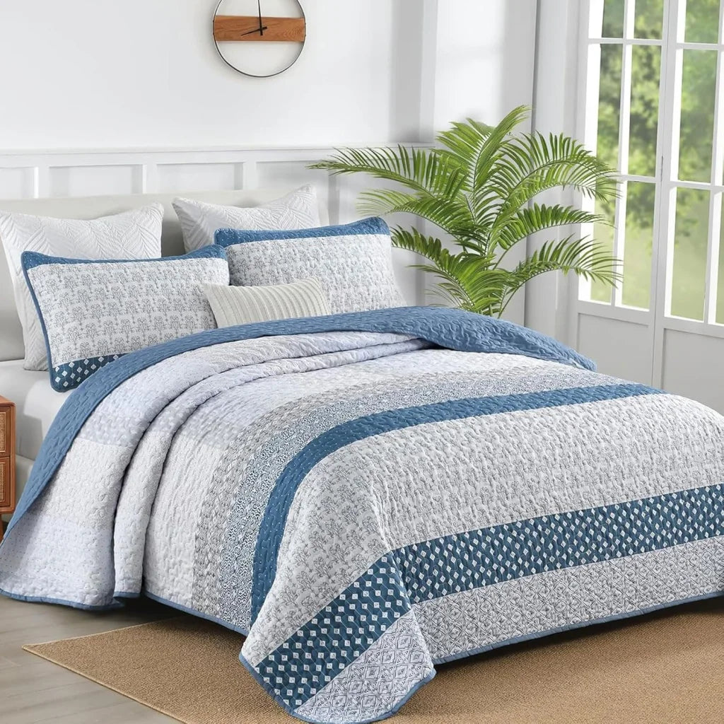 Quilted Bedspread & Pillowcases Set - Dazzling Add Sparkle