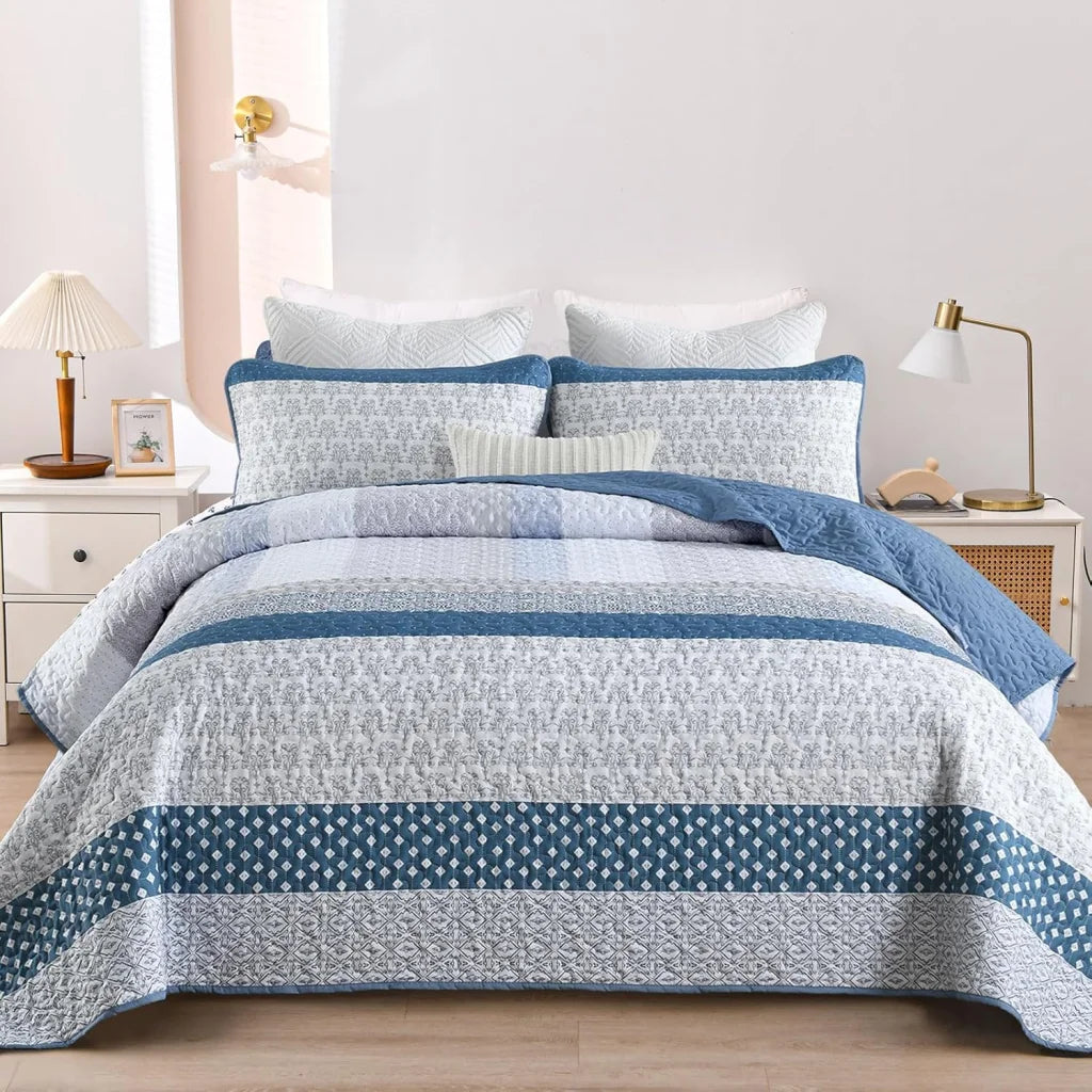 Quilted Bedspread & Pillowcases Set - Dazzling Add Sparkle
