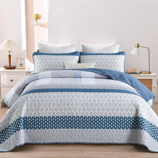 Quilted Bedspread & Pillowcases Set - Dazzling Add Sparkle