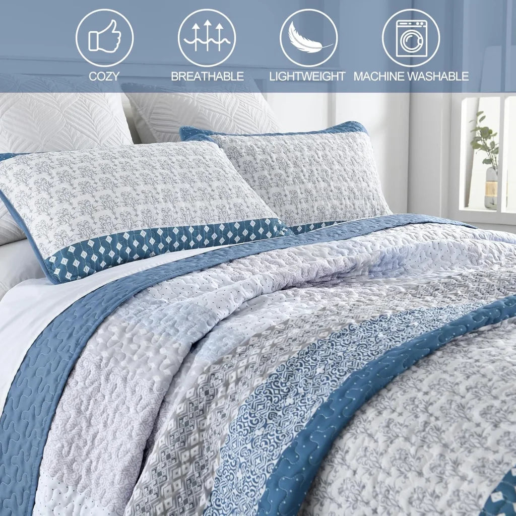 Quilted Bedspread & Pillowcases Set - Dazzling Add Sparkle