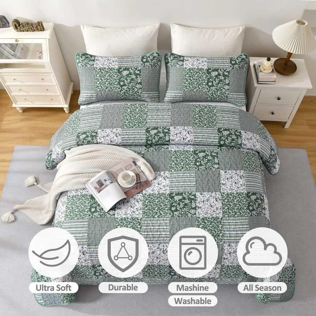 Quilted Bedspread & Pillowcases Set - Delightful Indulge