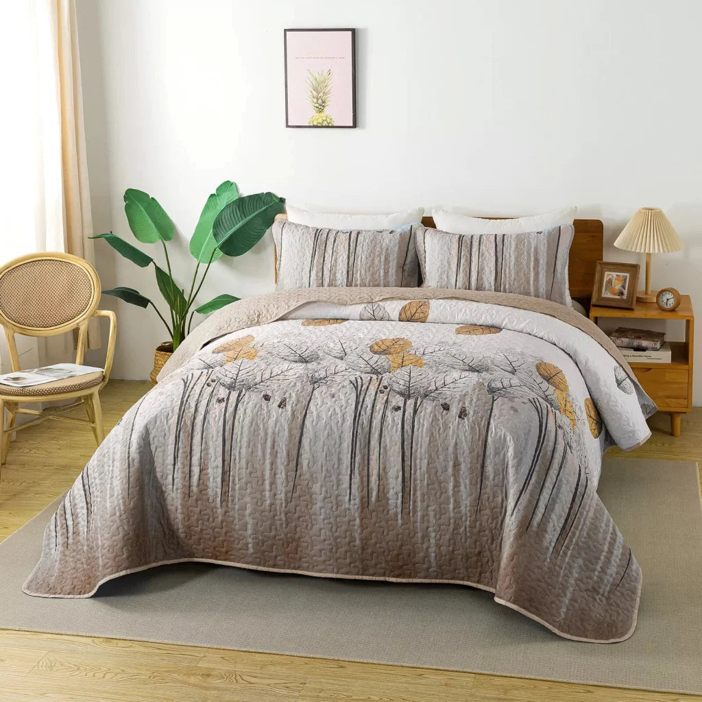 Quilted Bedspread & Pillowcases Set - Kaleidoscope Vibrant