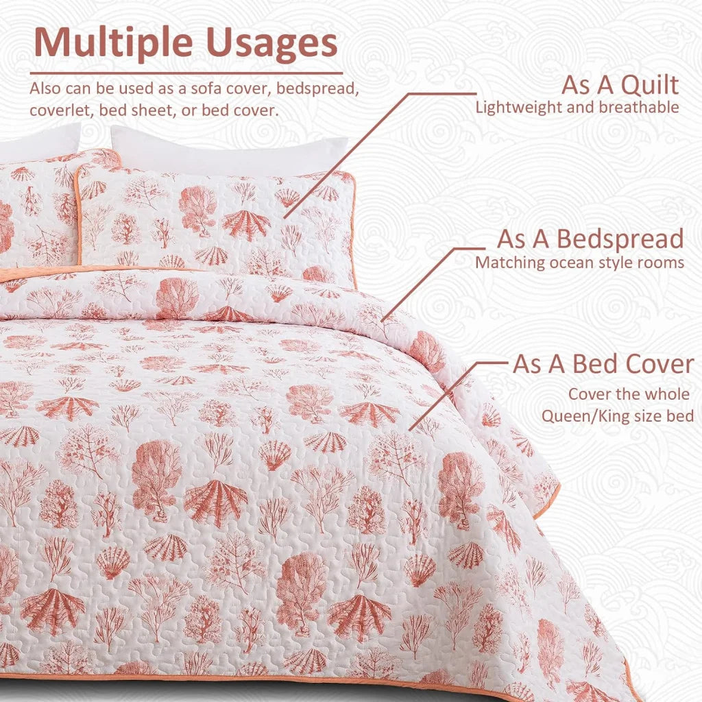 Quilted Bedspread & Pillowcases Set - Sleek Contemporary