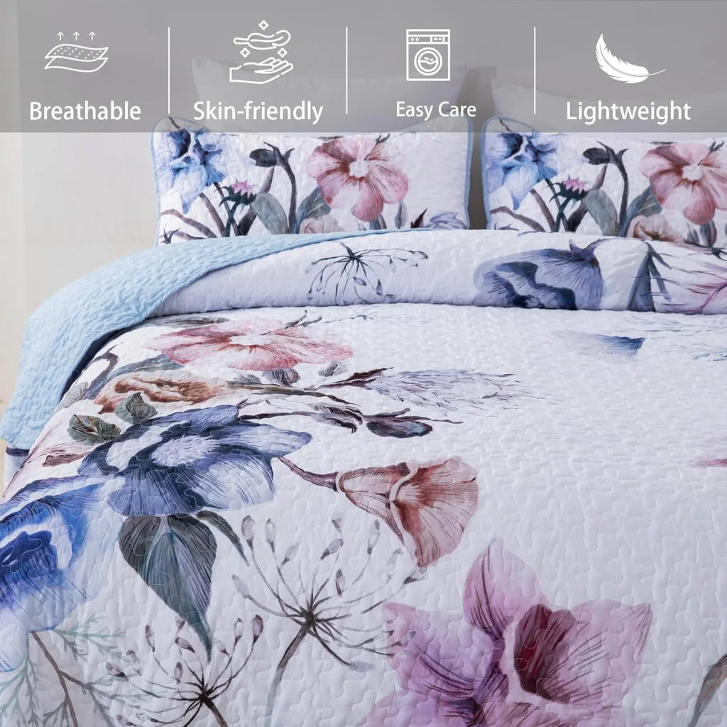 Quilted Bedspread & Pillowcases Set - Venerable Classic &