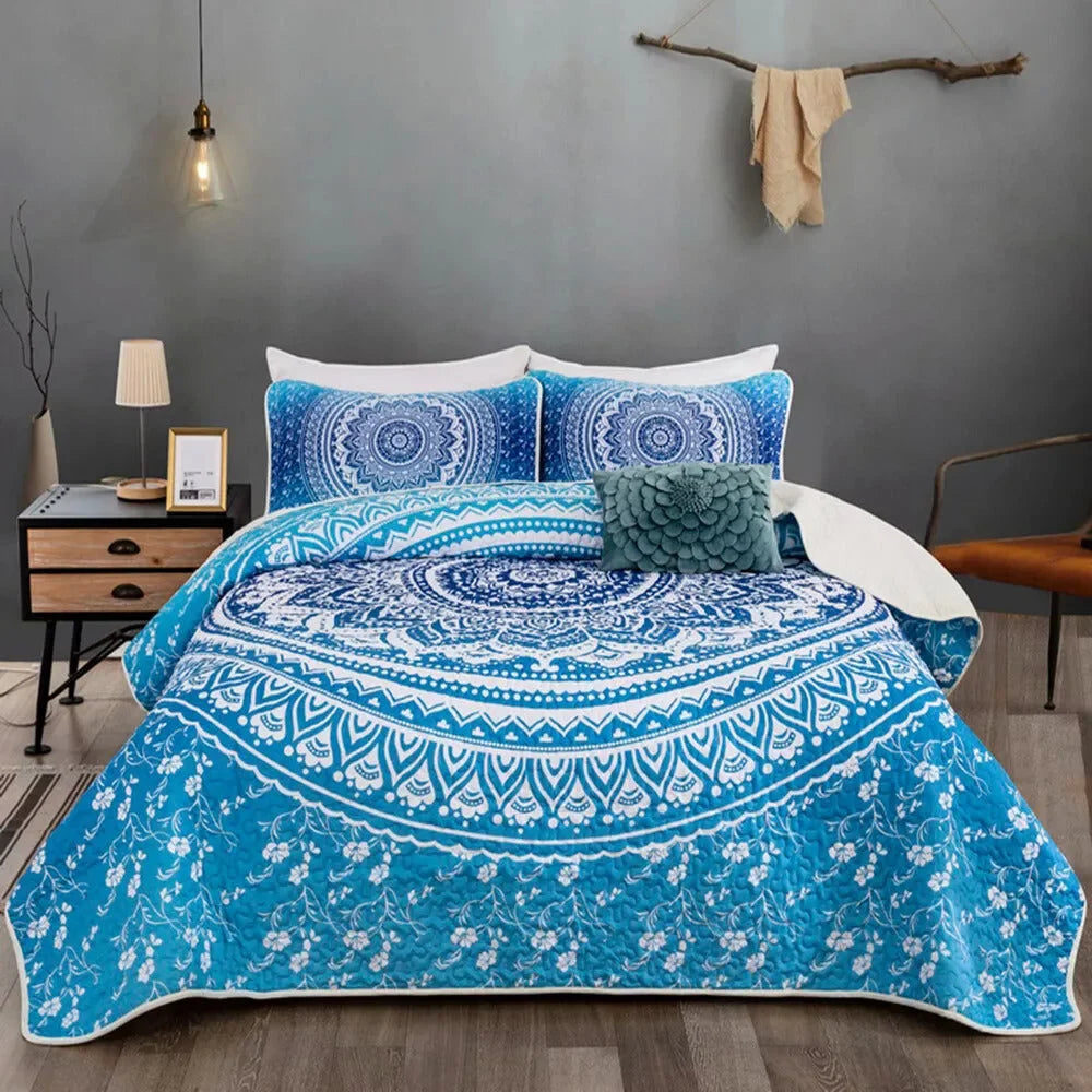 Quilted Bedspread & Pillowcases Set - Xciting Add Some Fun