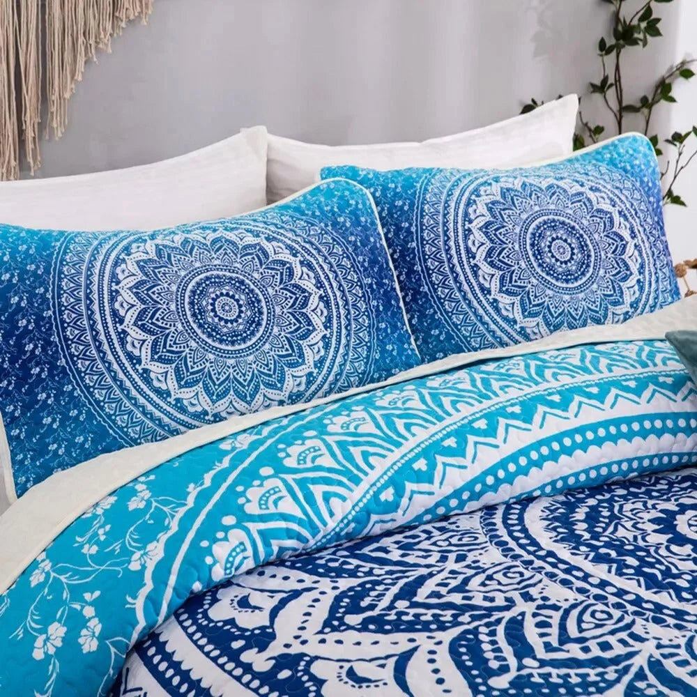 Quilted Bedspread & Pillowcases Set - Xciting Add Some Fun
