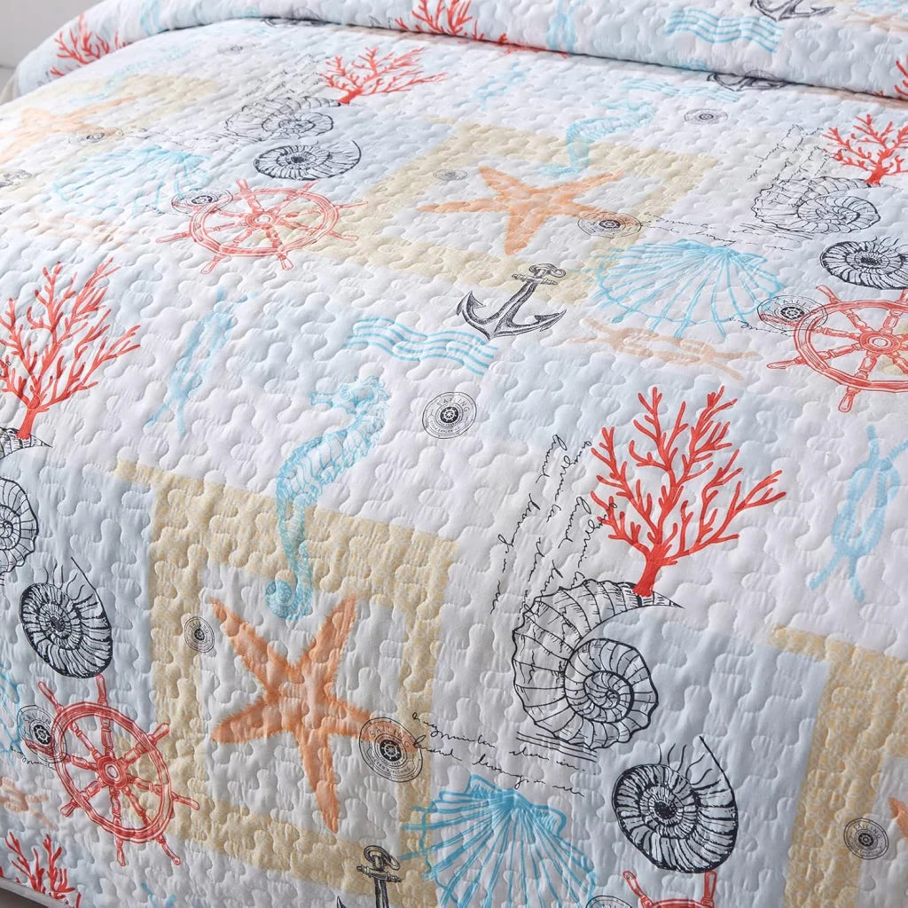 Quilted Coverlet & Pillowcases Set - Decorative Enhance