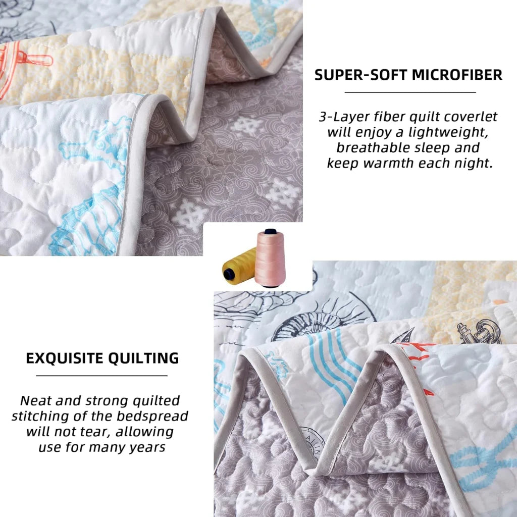 Quilted Coverlet & Pillowcases Set - Decorative Enhance