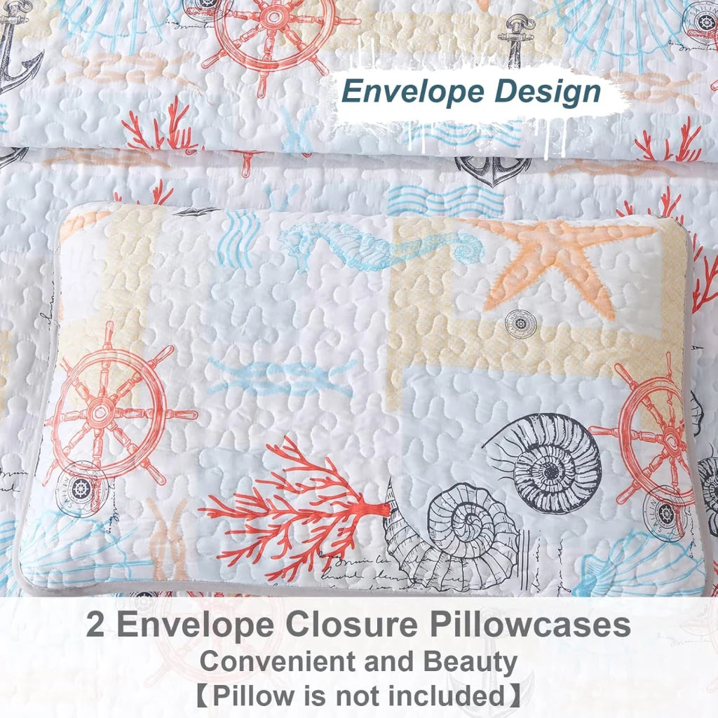 Quilted Coverlet & Pillowcases Set - Decorative Enhance