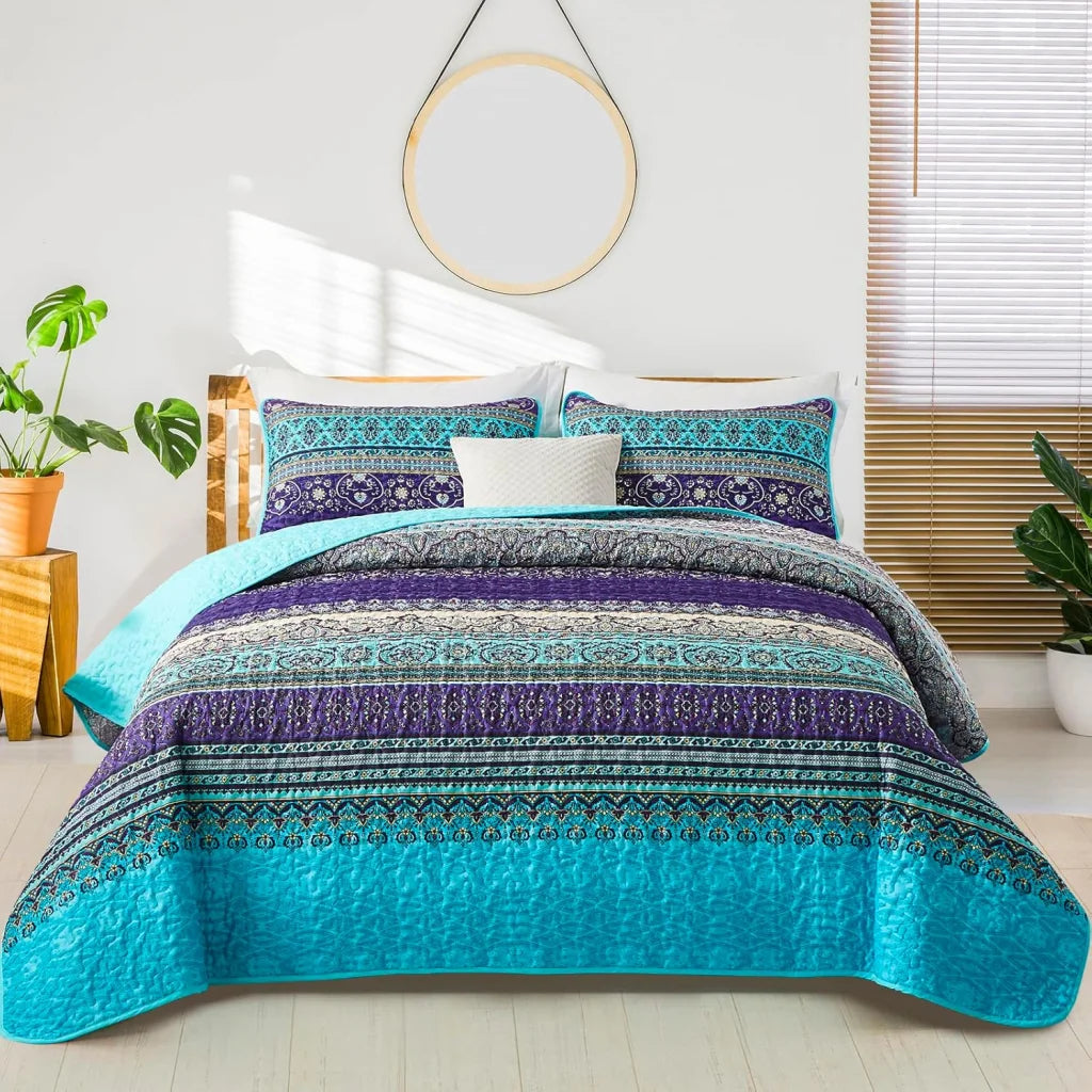 Quilted Coverlet & Pillowcases Set - Tranquil Perfect