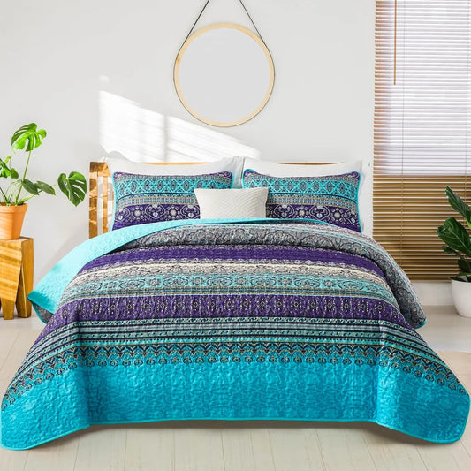 Quilted Coverlet & Pillowcases Set - Tranquil Perfect
