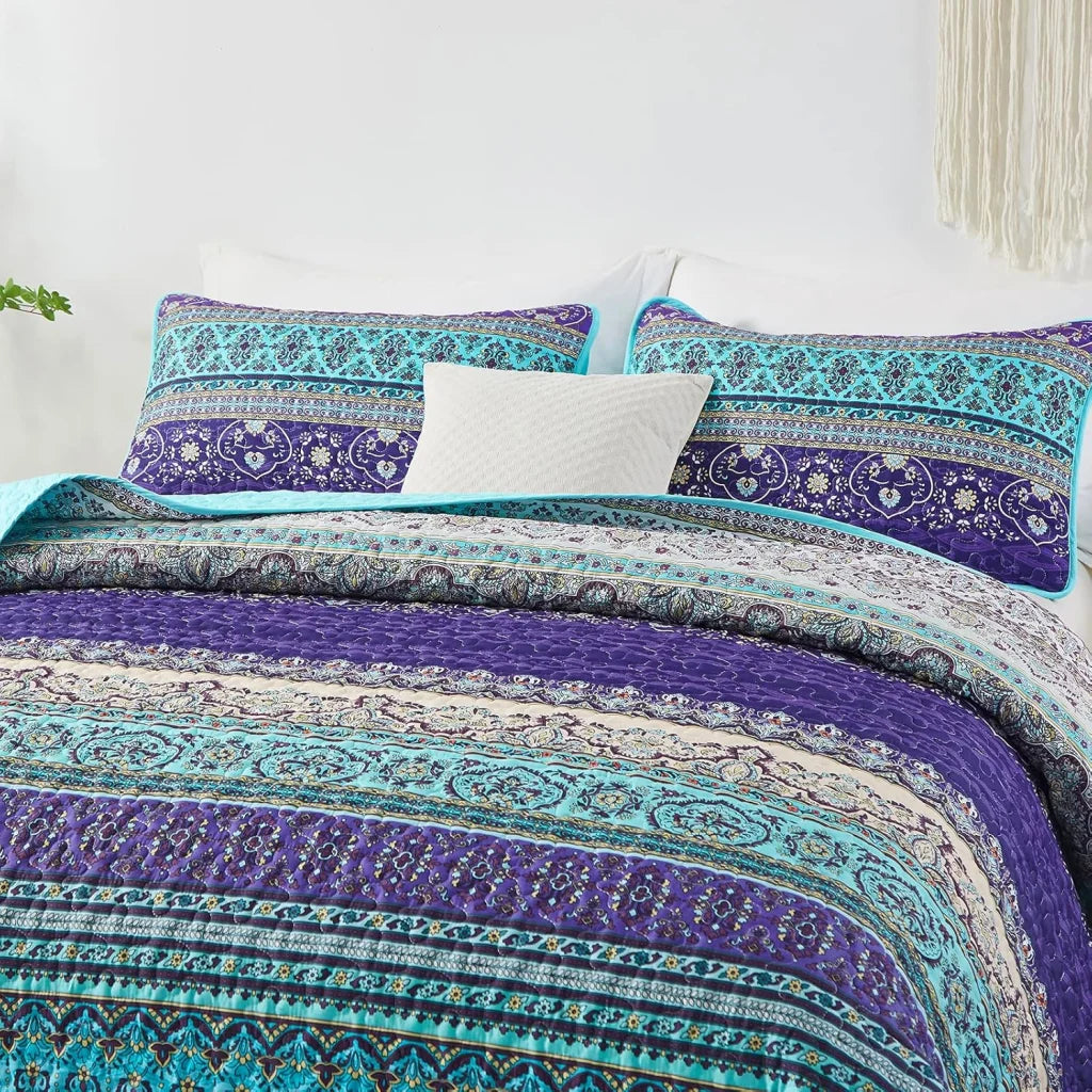 Quilted Coverlet & Pillowcases Set - Tranquil Perfect