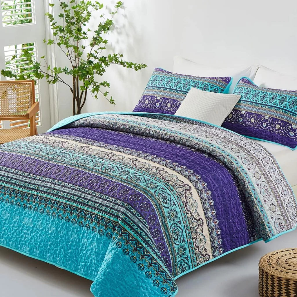 Quilted Coverlet & Pillowcases Set - Tranquil Perfect