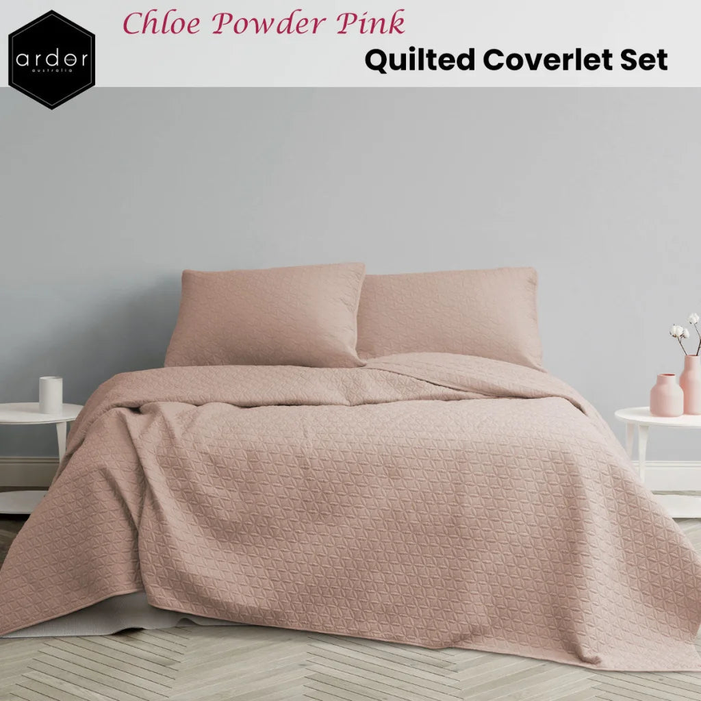 Quilted Coverlet Set Queen/King - Ardor Chloe Powder Pink