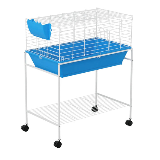 Rabbit Cage Hutch Indoor Hamster Enclosure Carrier - Blue